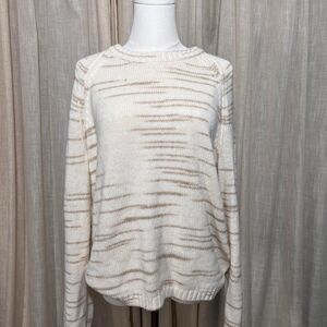J.Crew Ivory Striped Knit Sweater – Size M – Cotton Blend Pullover
